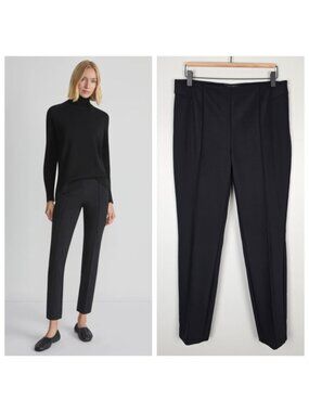 Lafayette 148 Gramercy Pants Acclaimed Stretch Minimalist Trousers Black Size 10